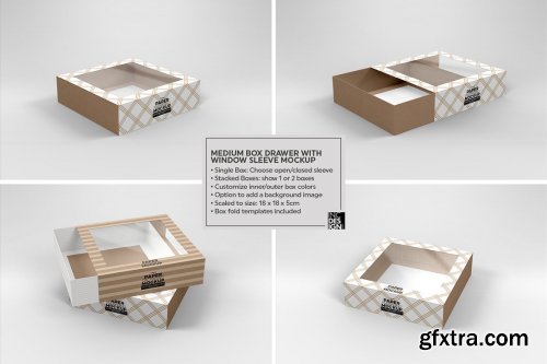 CreativeMarket - Medium Box Drawer WindowSleeve Mockup 5357961