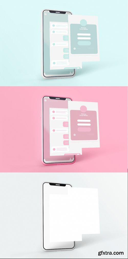 Smartphone with Social Media Screens Mockup 