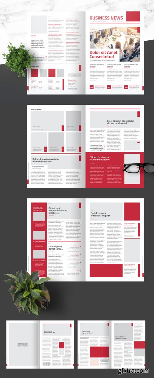 Business Newsletter with Light Red Accents 376974323