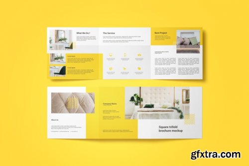 Square trifold brochure mockup