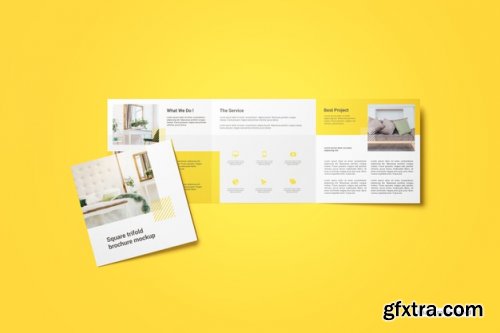 Square trifold brochure mockup