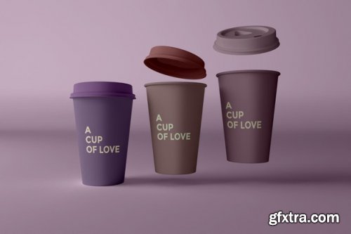 Close up on coffee cups mockup