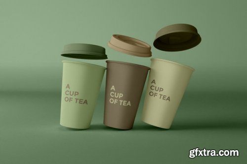 Close up on coffee cups mockup