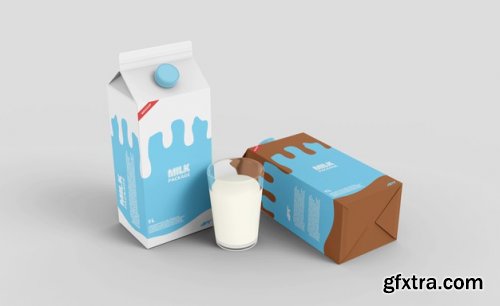 Milk carton box packaging mockup