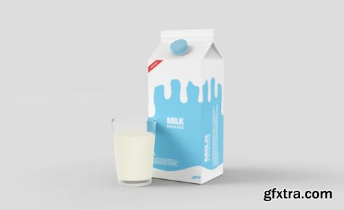 Milk carton box packaging mockup