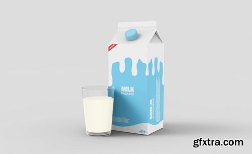 Milk carton box packaging mockup