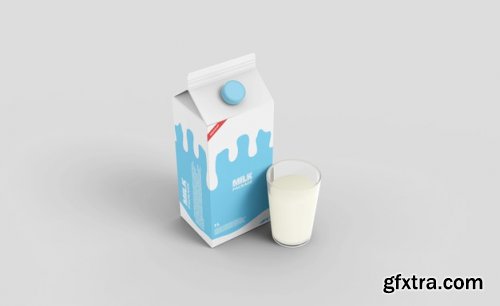 Milk carton box packaging mockup