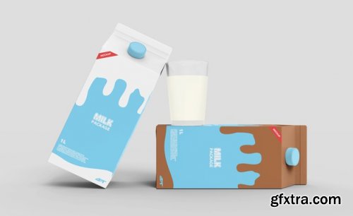 Milk carton box packaging mockup