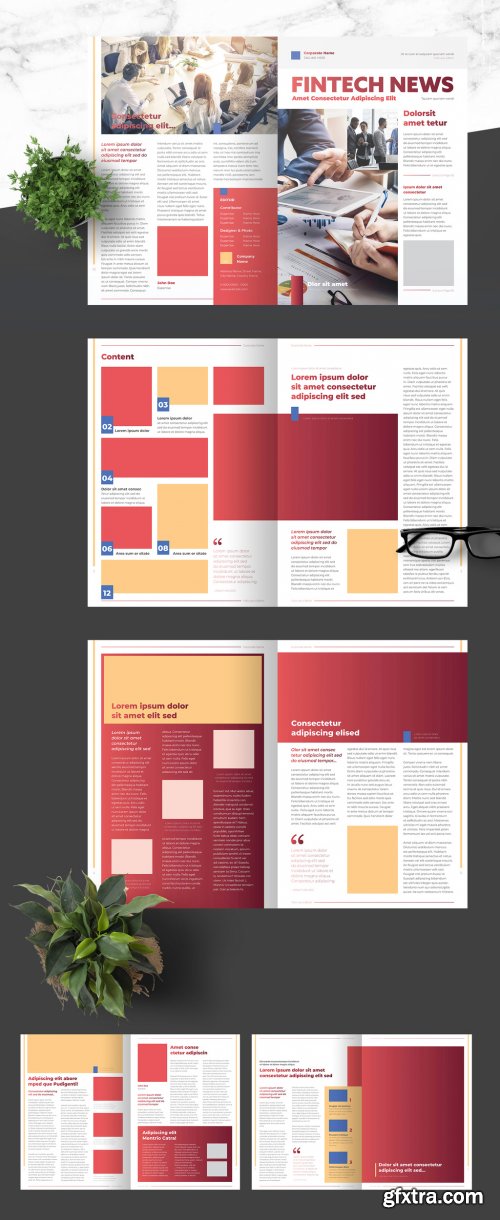 Business Newsletter with Light Red Accents 376974331