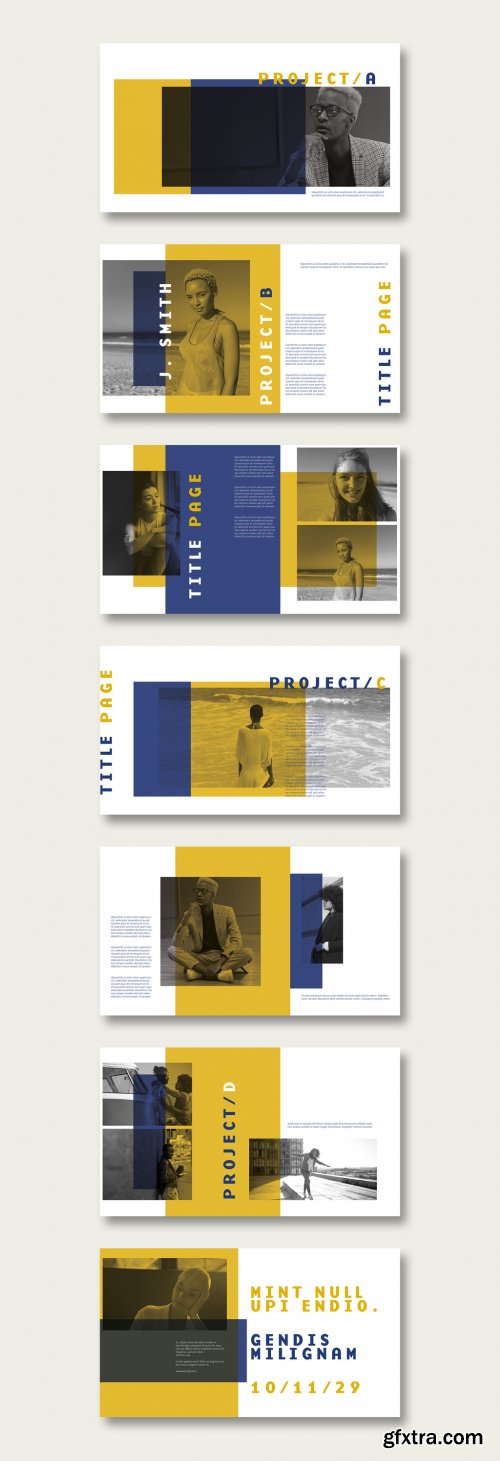 Presentation Layout with Yellow and Blue 378632873