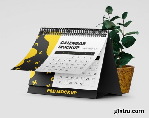 Realistic hanging calendar mockup