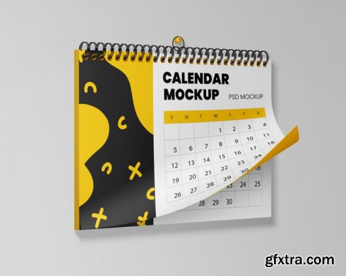 Realistic hanging calendar mockup