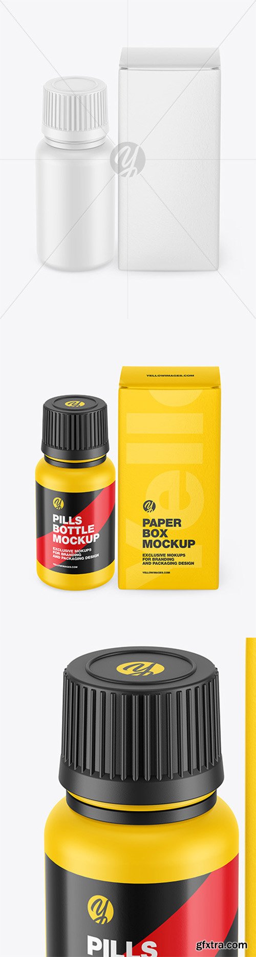 Matte Pills Bottle W/ Paper Box Mockup 66398