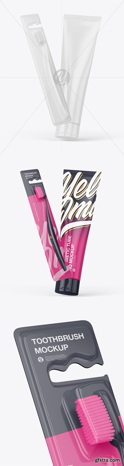 Toothbrush w/ Cosmetic Tube Mockup 66594