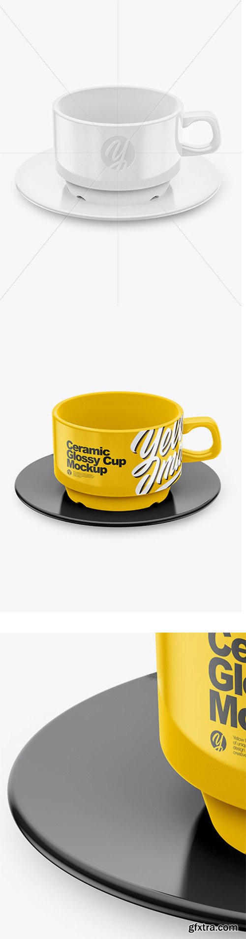 Glossy Cup & Saucer Mockup (High-Angle Shot) 65155