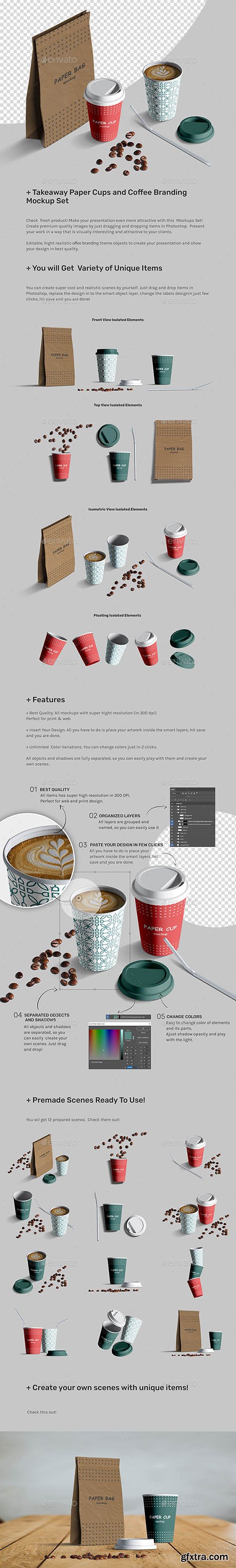 GraphicRiver - Takeaway Paper Cups and Coffee Branding Mockup Set 27121649