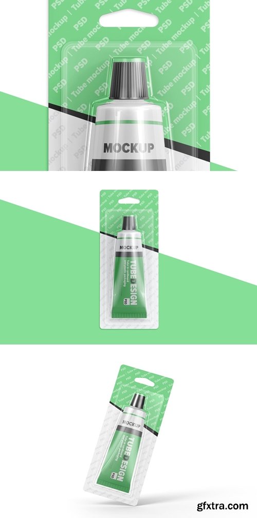 Tube In Cardboard And Plastic Packaging Mockup