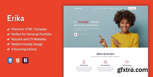 ThemeForest - Erika v1.0 - HTML Template For Online Portfolio, CV And Resume Websites - 28747319