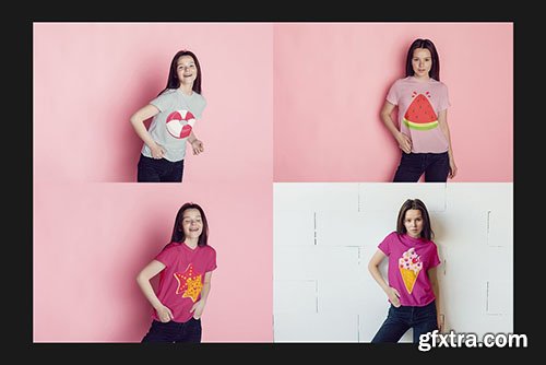 CreativeMarket - Teenager T-Shirt Mock-Up Set 3853140