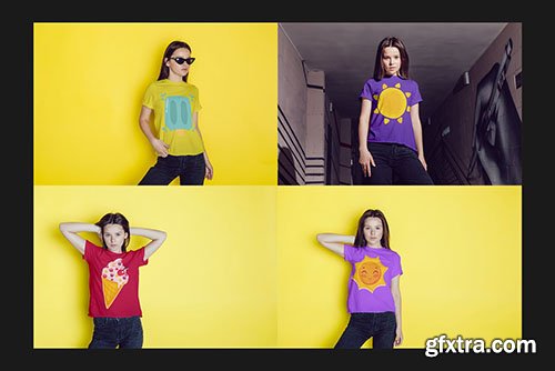 CreativeMarket - Teenager T-Shirt Mock-Up Set 3853140