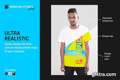 CreativeMarket - 4 Friends T-Shirt Mockup Set 3339262