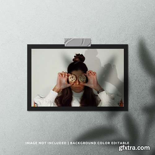 Portrait black paper photo frame mockup