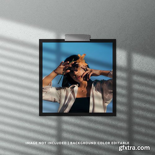 Portrait black paper photo frame mockup