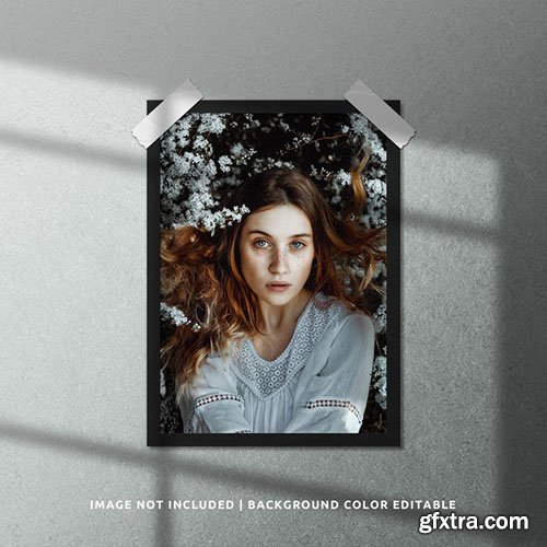 Portrait black paper photo frame mockup