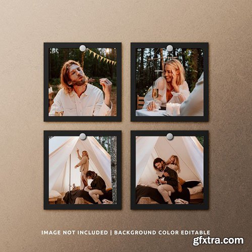 Portrait black paper photo frame mockup