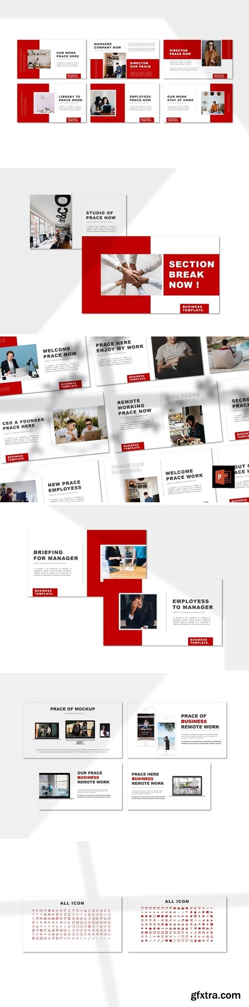 Prace - Remote Working Powerpoint, Keynote and Google Slides Templates