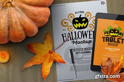 Halloween Autumn Stationery A4 Tablet Mockup