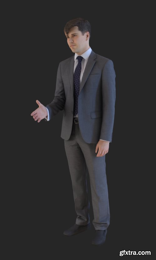 Man in Suit Shaking hand 3d Model