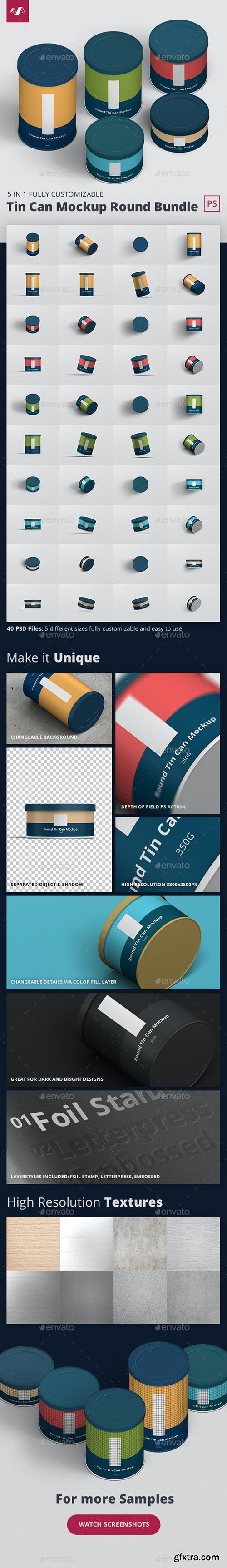 GraphicRiver - Tin Can Mockup Round Bundle 28622611