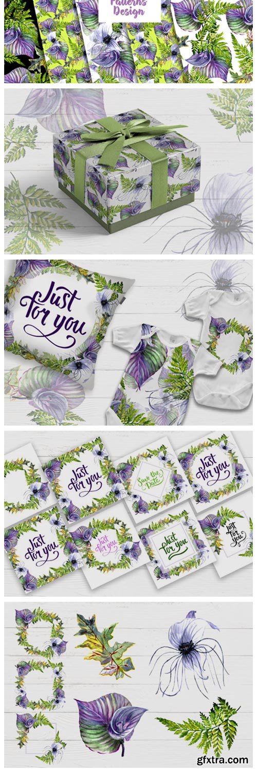 Tropical Flowers PNG Watercolor Set 4757821