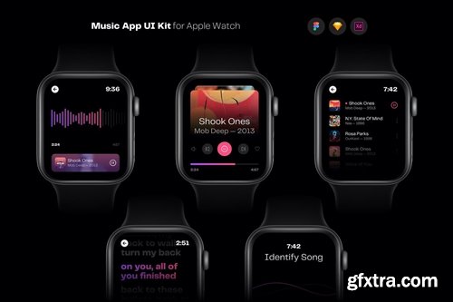 Music App UI Kit for Apple Watch Template