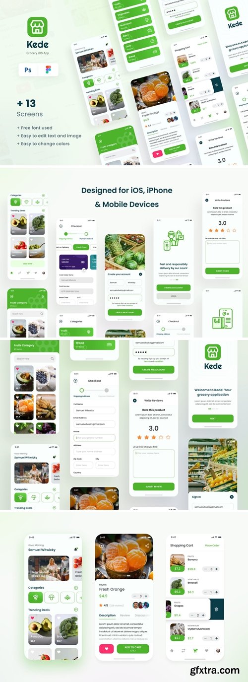 Kede - Grocery iOS App Design UI Template