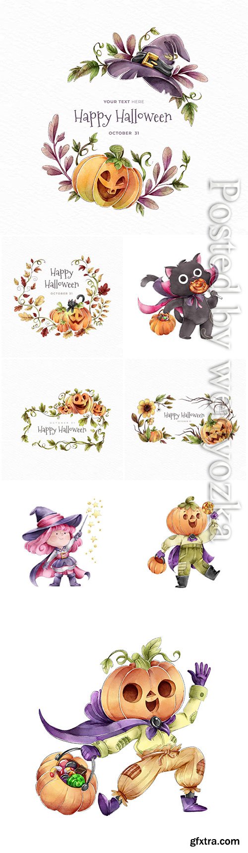 Happy halloween wreath of autumn leaves