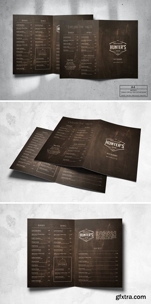 Bifold Food Menu Design A4 & US Letter