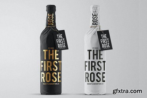 Wine Bottle Paper Wrap Mockup Template