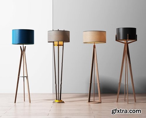 Modern solid wood floor lamp combination