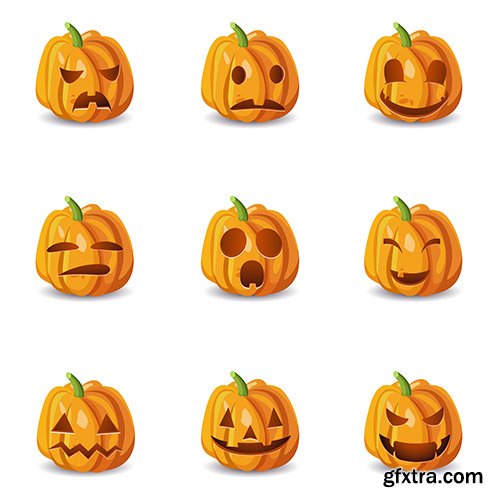 Isolated Halloween Pumpkin Set