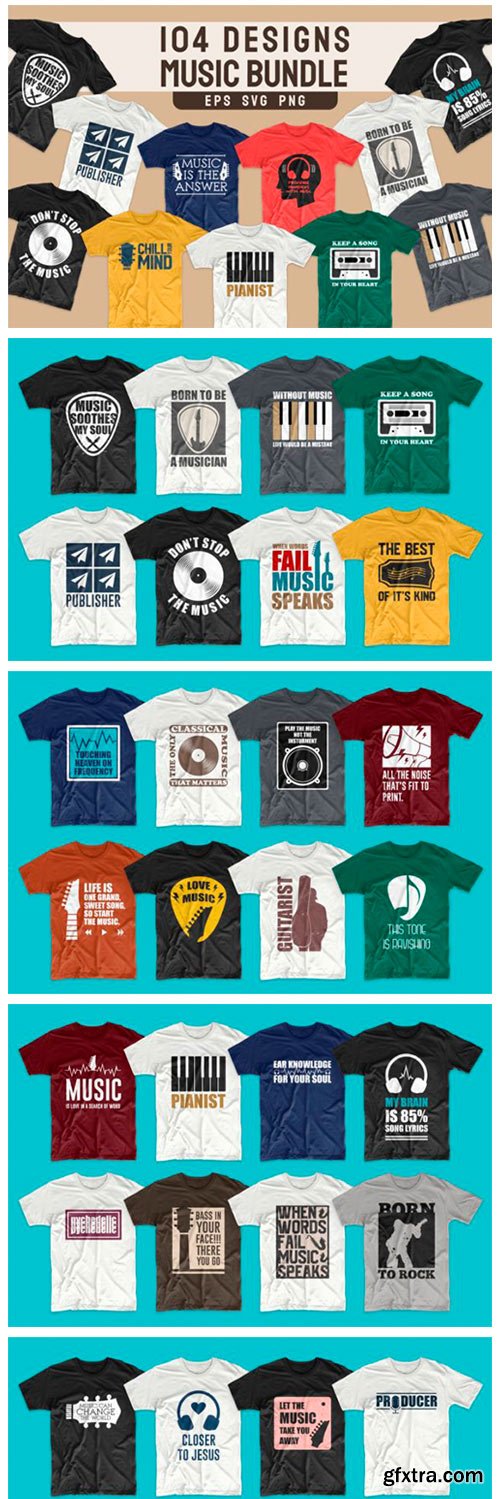 T-shirt Designs Bundle Music Slogans 5657069