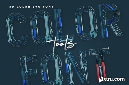 Worker's Tools - 3D Color SVG Font