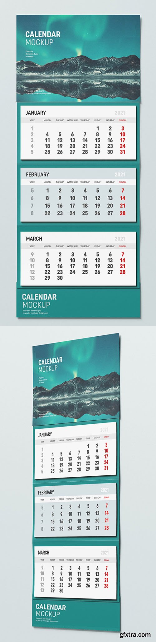 2021 Wall Calendar PSD Mockup