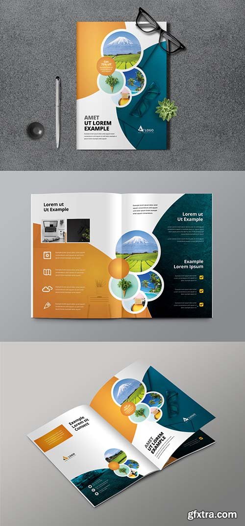 Business Bifold Brochure with Circle Elements 384839235