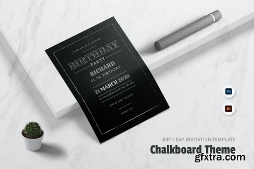 Chalkboard theme Birthday Invitation