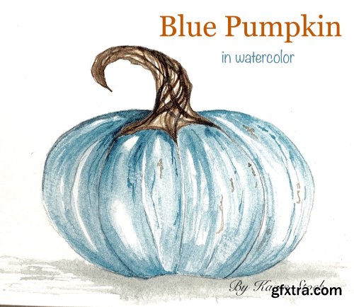 Blue Pumpkin in Watercolor