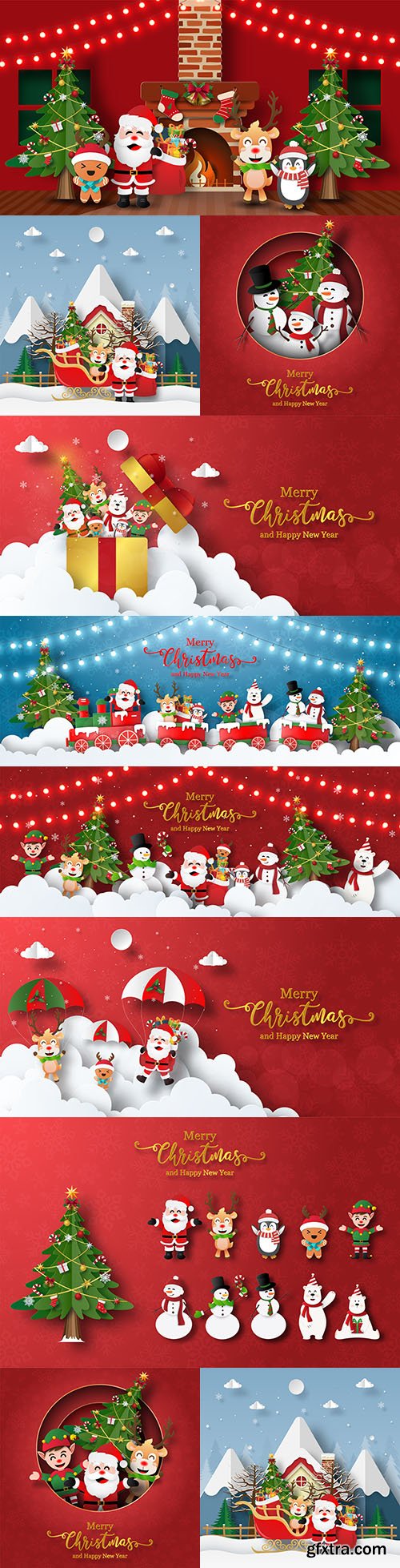 Christmas holiday greetings Santa and friends design
