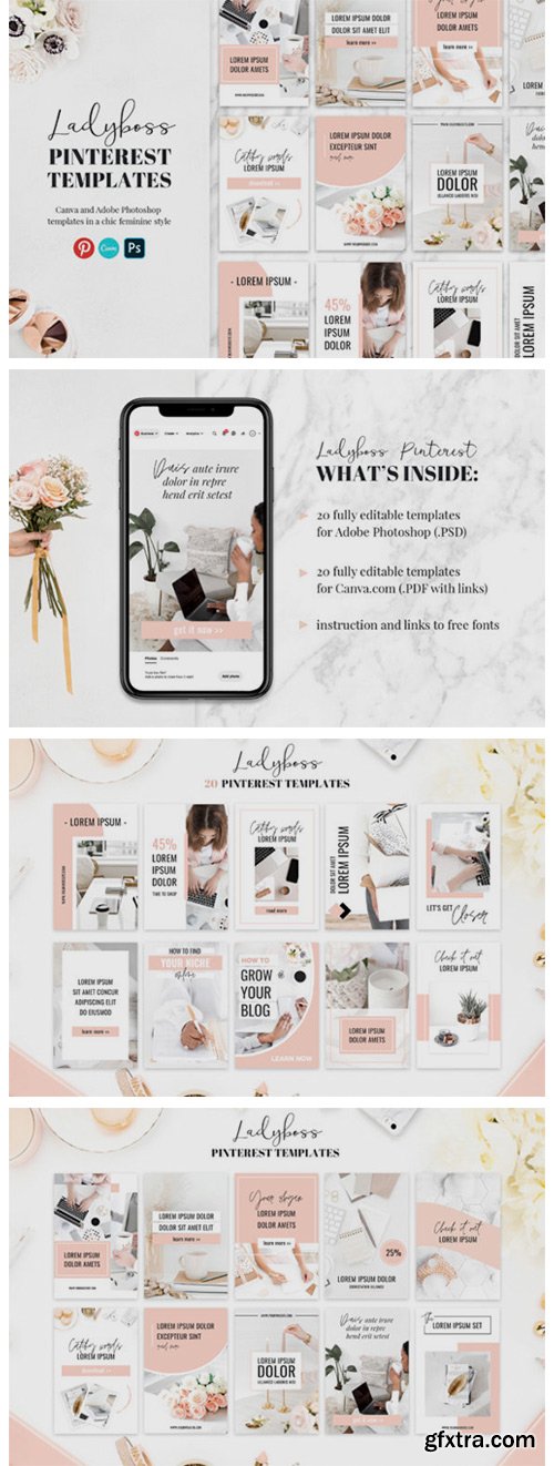 Ladyboss Pinterest Templates Canva 6085465