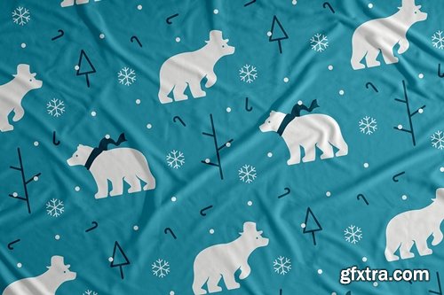 Polar Bear Snow Vector Seamless Pattern Background